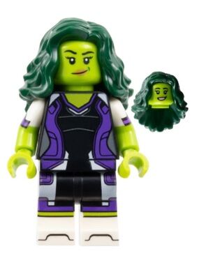 Marvel - Lego - She Hulk - Green-Haired Female Minifigure with Purple Outfit